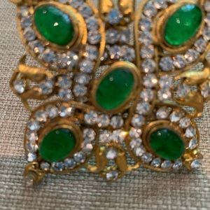 Chanel green and gold pin